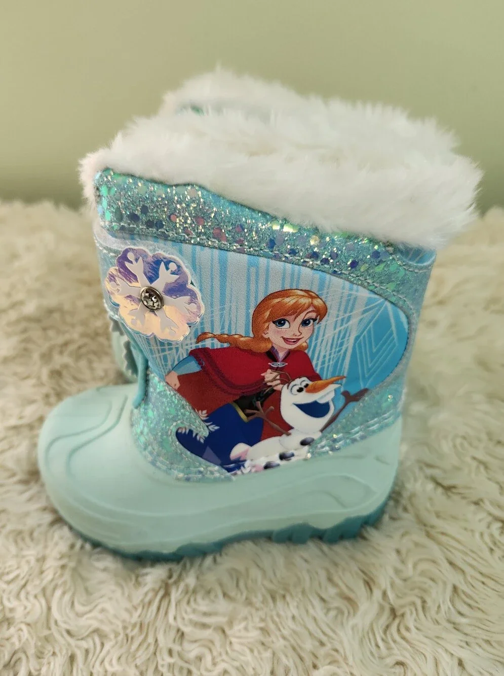 NWT Disney Frozen Toddler Girl Light Up Boots Waterproof Winter Boots Size 7